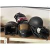Image 2 : Group of full face & half helments with riding gear accessories