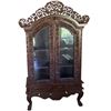 Image 1 : Ornately hand carved wooden display cabinet-79"x47"x16"