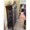 Image 3 : Ornately hand carved wooden display cabinet-79"x47"x16"