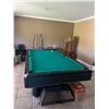 Image 2 : Pool Table with Cue rack, cues and ball (Missing on black ball)- 100'x55"