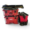 Image 1 : Group of 3- Milwauke Packout stool storage & Huskey tool bags