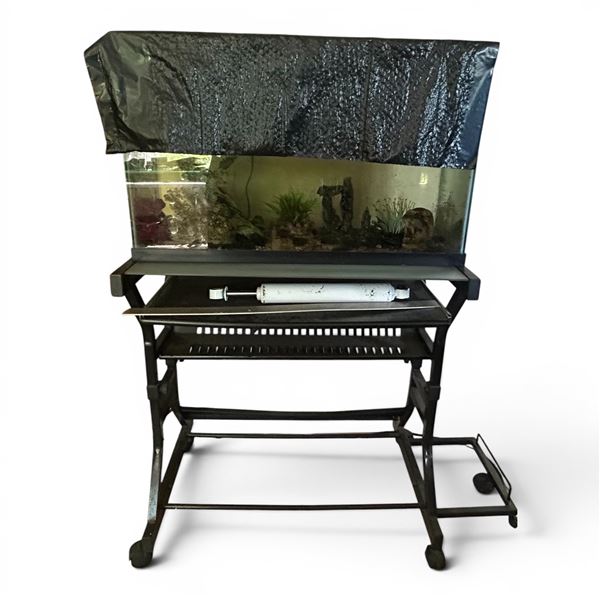 Aquarium Fish Tank with Metal Stand,hood & Decorative's