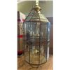 Image 2 : Large Brass & Glass Hanging Lantern Chandelier
