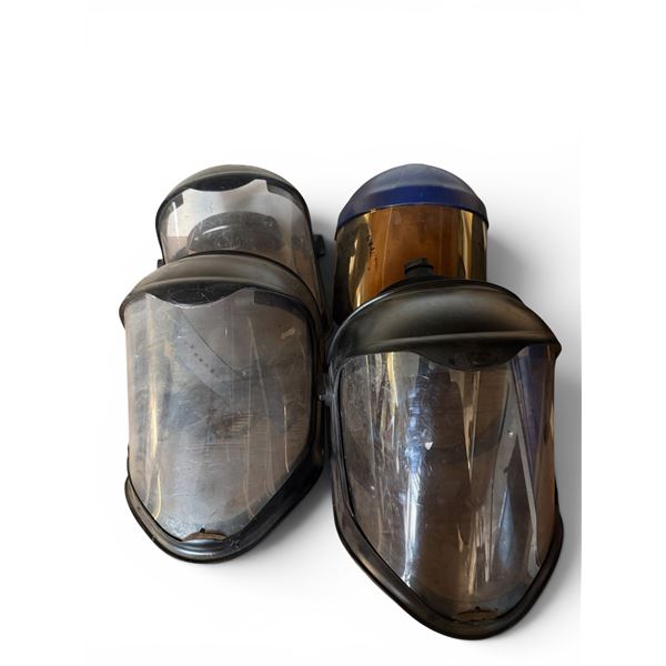 4-Pcs Protective Face Shields And Group of Heavy Duty Work Gloves