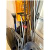Image 4 : Assorted Pipe Clamps, Snow Shovel, and Electrical Cable Reels