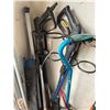 Image 4 : Group of Handled Hand Tools, Metal Scrap, And Pressure Washer Wands on Metal Cart