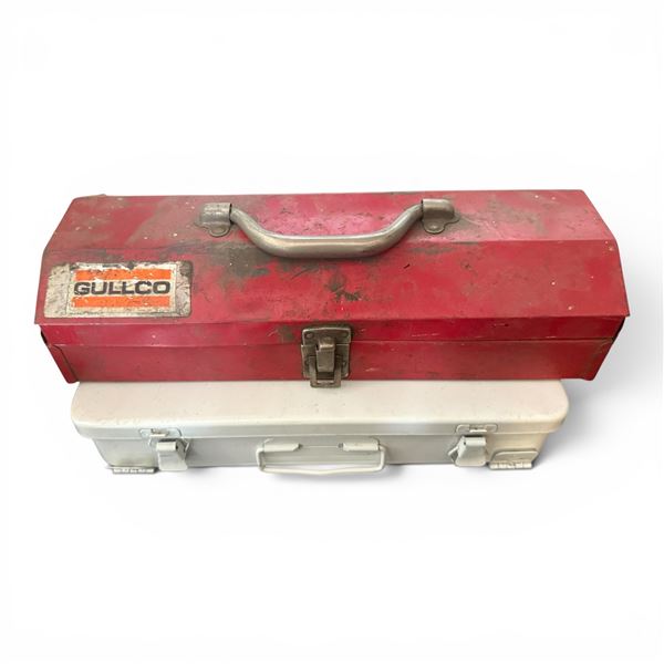 2-Pcs Metal Tool Boxes (1 Box Filled with First Aid Supplies)