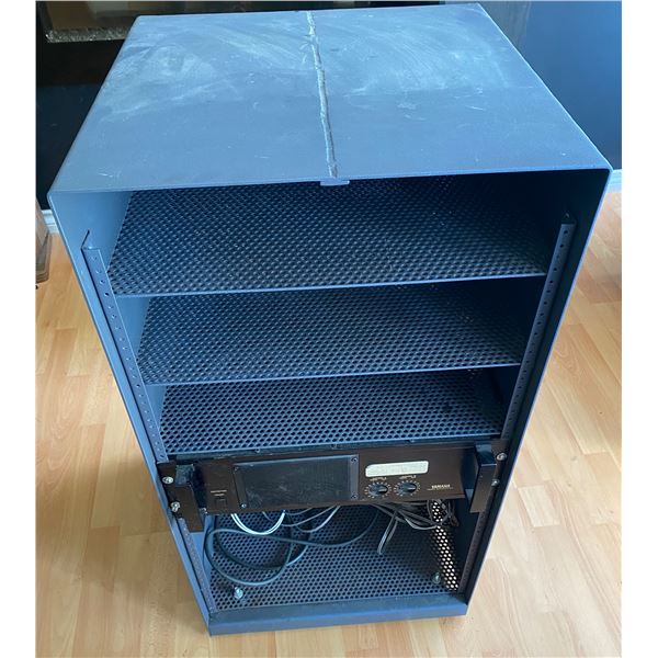 Audio Equipment Rack with Yamaha Amplifier P2150
