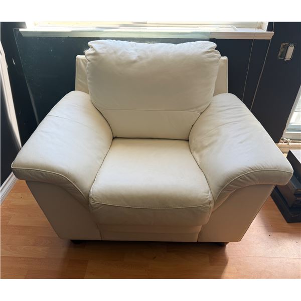White Leather Armchair, W42" - some wear and marks