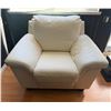 Image 1 : White Leather Armchair, W42" - some wear and marks