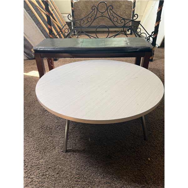 Group of Misc Furniture - Coffee Table, Wooden Interior Door, Media Console, Accent End Table, and M