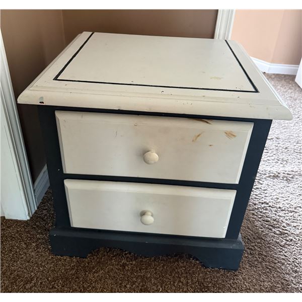 Dual Drawer Wooden Nightstand, W22" - some wear