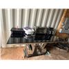 Image 2 : Modern Glass Top console table with steel curved base