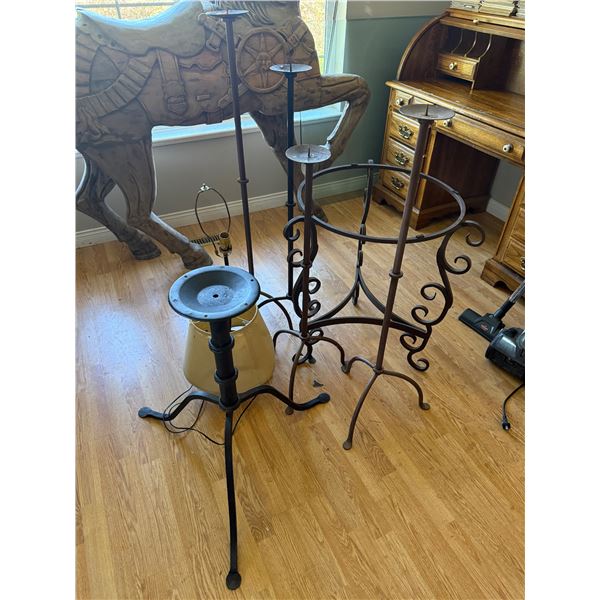 Wrought Iron Home Decor - Scrollwork Plant Stand & Candle Holders