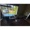 Image 1 : 60" Glass Table, 5 Assorted Style Chairs, and Thick Glass Top with Lower Shelf
