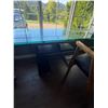 Image 3 : 60" Glass Table, 5 Assorted Style Chairs, and Thick Glass Top with Lower Shelf