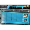 Image 6 : 3-Piece Vintage Radio Lot: Blue Transistor Radio, Lloyd's AM/FM Stereo Cassette Recorder, and Portab