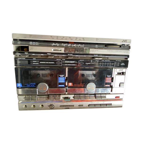 JVC PC-W300 Portable Component System with Dual Cassette Deck and AM/FM/SW Tuner (with Speakers)
