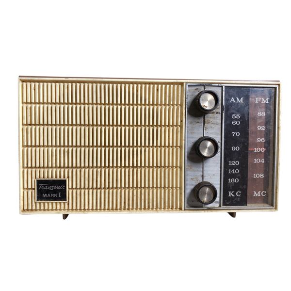 Vintage AM/FM Table Radio with Woven Grille