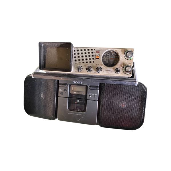 2-Piece Sony Lot: Portable Cassette Boombox and Multi-Band VHF/UHF/AM/FM/TV Receiver