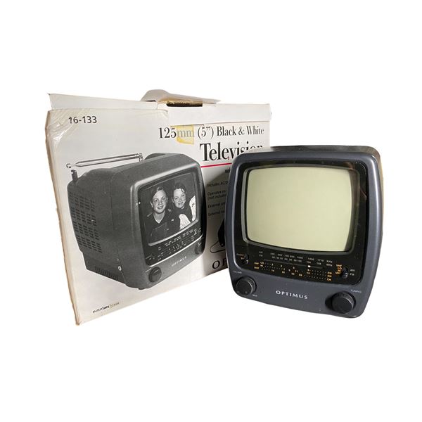 Optimus 16-133 5" B&W Portable TV with AM/FM (Boxed)