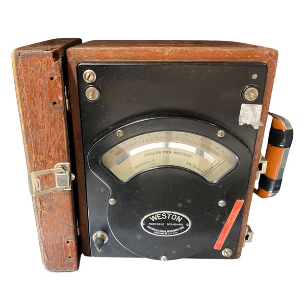 Weston Portable Standard Frequency Meter (Cycles Per Second, Wood Case)
