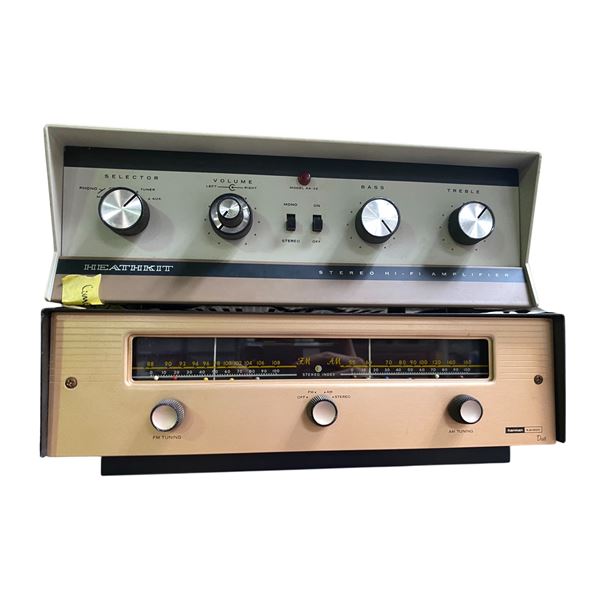 Mixed x2: Heathkit AA-32 Stereo Hi-Fi Amplifier + Harman Kardon "Dual" AM/FM Tuner