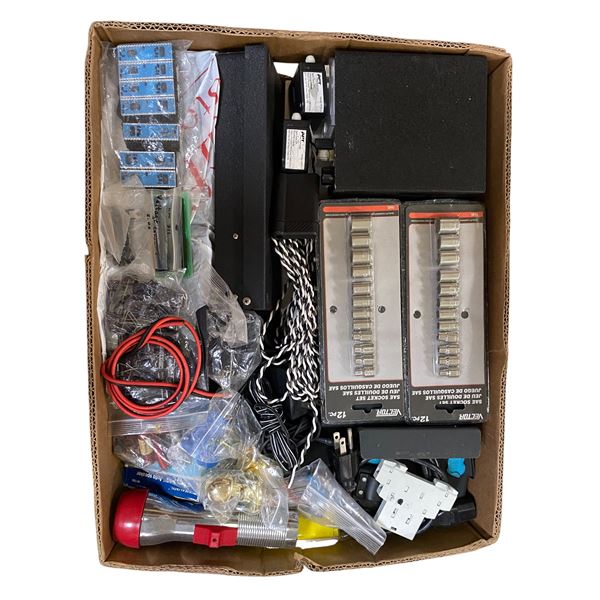 Mixed Electrical Hardware Lot - Vector SAE Socket Sets, Connectors, Wiring, Bulbs, Switches