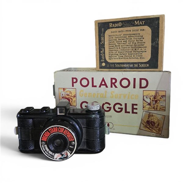 406 â€“ Brenda Starr toy camera + Polaroid Goggles box + Radio-Mat