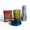 Image 1 : Group of Misc - Antique tins + vintage microscope
