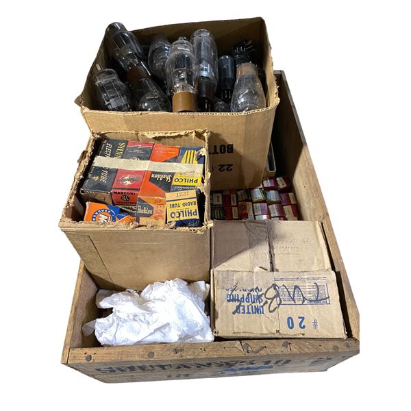Large Mixed Vacuum Tube Lot - Loose & Boxed, Marconi, Philco, Sheldon, Westinghouse, Sylvania, RCA, 