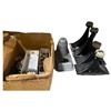 Image 1 : Vintage Cast Aluminum Motor Housing, Large Speaker Horn & Box of Assorted Electronic Components and 