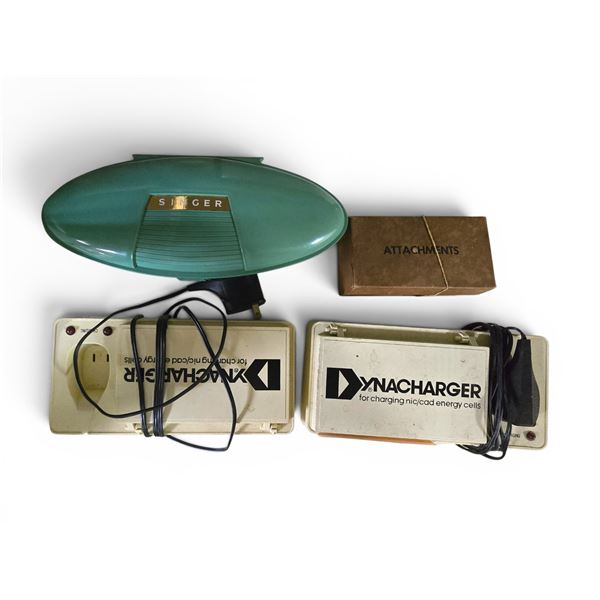 Vintage Singer Sewing Attachment & Dynacharger NiCad Battery Chargers (x2)