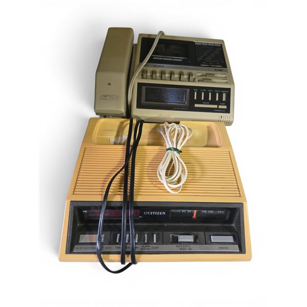 Vintage AM/FM Clock Radios â€” Citizen & York (x2)