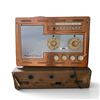 Image 1 : Vintage Copper-Tone Tabletop Tube Radio with Homemade Wooden Speaker Cabinet