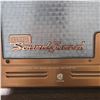 Image 2 : Vintage Copper-Tone Tabletop Tube Radio with Homemade Wooden Speaker Cabinet