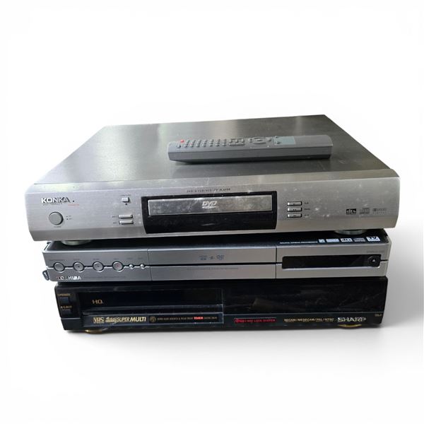 Group of 3 - KONKA KD-T8001 and Toshiba and Sharp Video Players