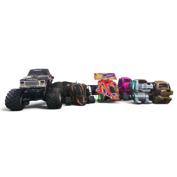Group of Vintage Toy Vehicles and Robot Dogs