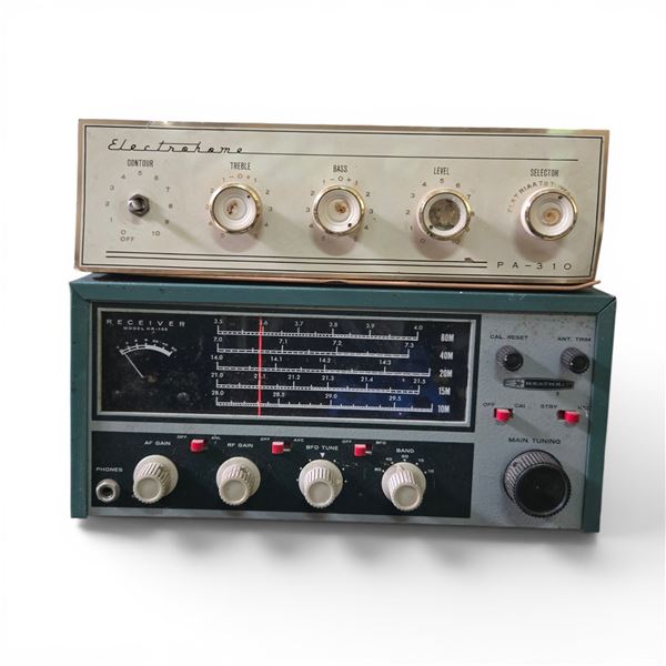 Group of 2 Electrohome PA-310 Preamplifier and Heathkit HR-10B Radio Receiver