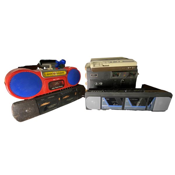 Group of 1980-90s Cassette Players and Recorders includes Harman Kardon HK1000, "My First Sony", San