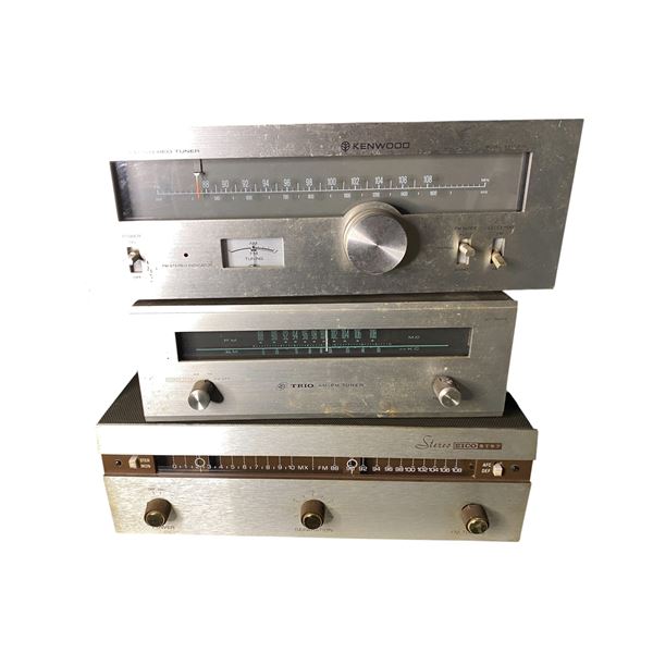 Group of 3 Vintage Audio Tuners: Kenwood KT-5300, Trio AF-350S, and Eico ST-97