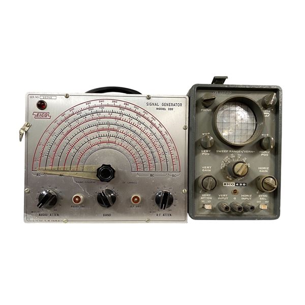 Group of 2 Vintage Test Equipment: 1950-60s Eico Model 320 Signal Generator and Eico Model 430 Oscil