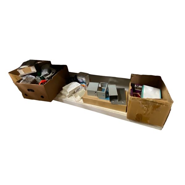 Shelf of Electronics, Cables, Circuit Boards, and Tandon Drive Box