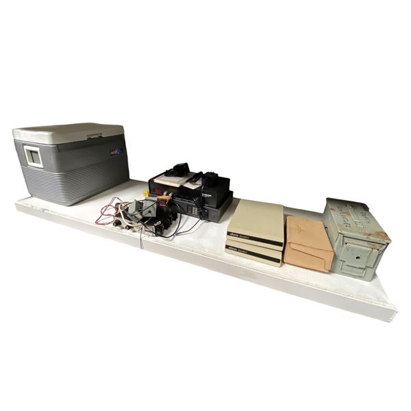 Shelf of Vintage Electronic Equipment, DCA IRMAPRINT units, and Associated Gear