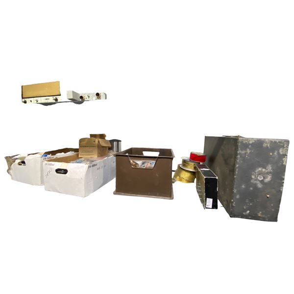 Group of Vintage Electronics, Marconi Amplifier, Capacitors, and Radio Parts