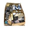 Image 1 : Box of Assorted Electronic Components, Lamps, and More