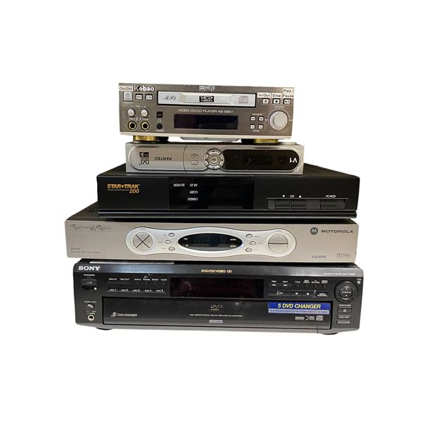 Group of 5 Assorted Video Players Includes Kebao, Pantec, Star Trak, Motorola, Sony