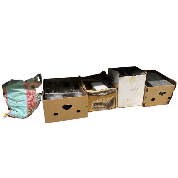 4 Boxes of Vintage Electronics Chassis & Components Electrical Wiring and Lighting Parts