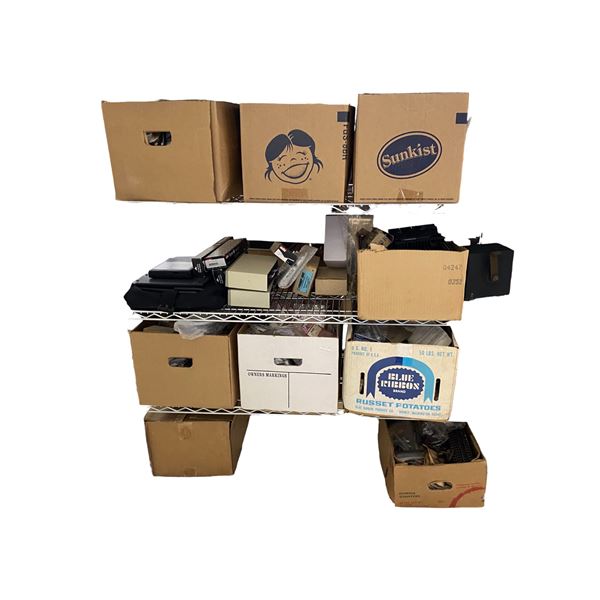 3-Shelf of Electronic Components and Computer Parts Includes Tandberg, Mita