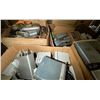 Image 5 : Full Shelf of Vintage High-Voltage Oil-Filled Capacitors, Electronic Parts, and More